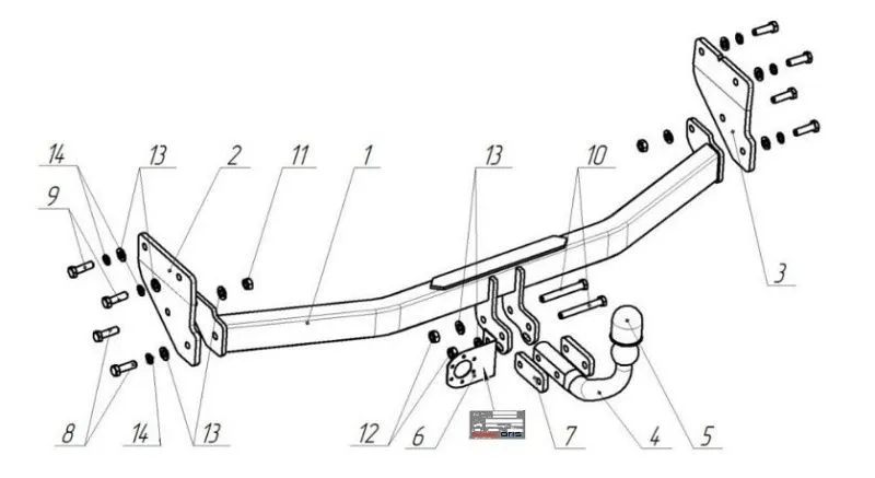 Фаркоп для Kia Rio IV (FB) SD 2017 - н.в